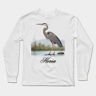 a Heron standing in the water Long Sleeve T-Shirt